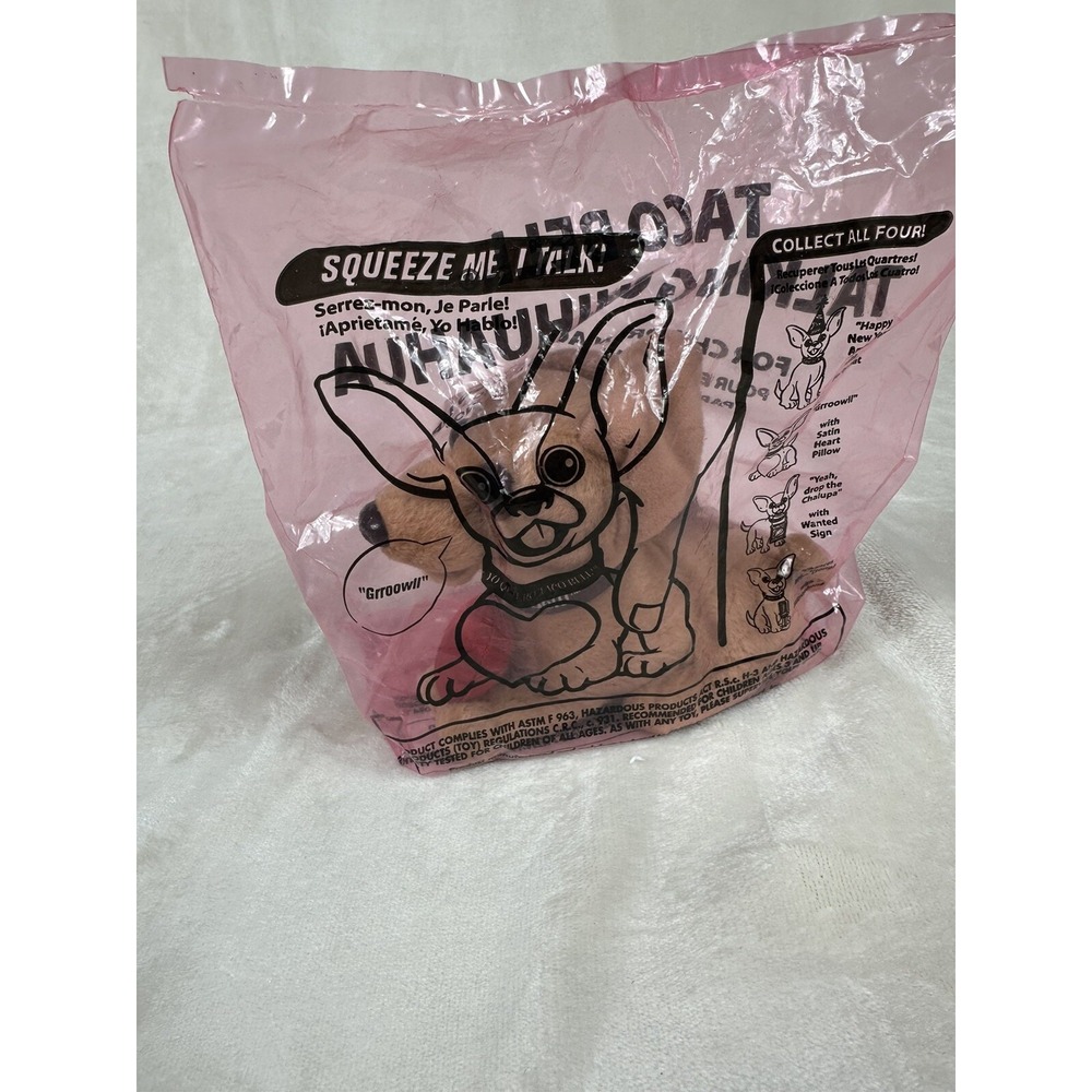 Taco Bell Talking Chihuahua Plush Dog "Grroowll" With Red Heart New Sealed - Picture 4 of 4